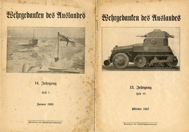 2 booklets ,, Wehrgedanken des Auslandes,,