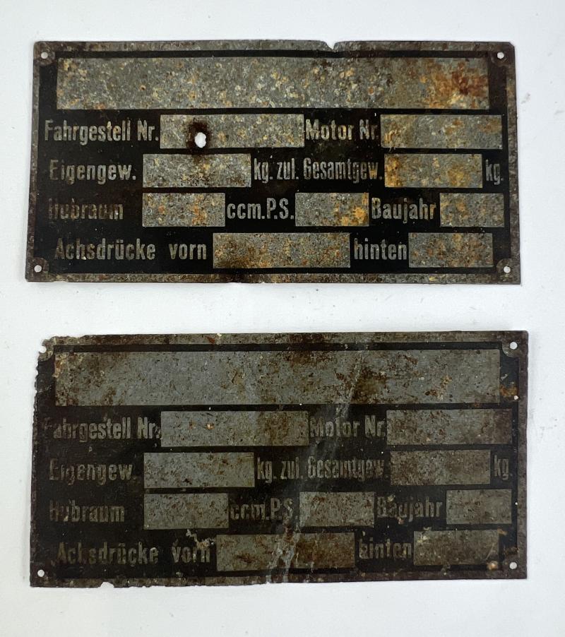 typen plates for wehrmacht vehicle