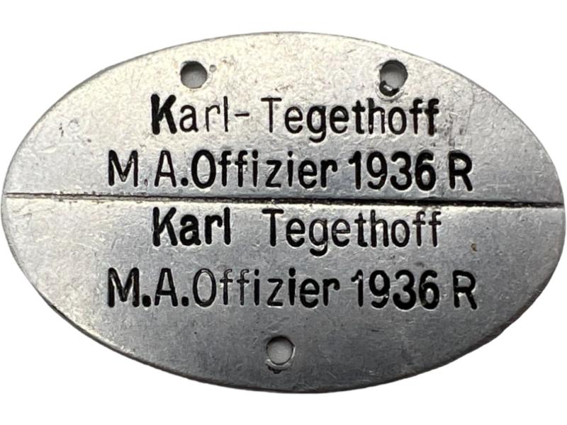 Kriegsmarine Ekm Karl-Tegethoff M.A.Offizier 1936r