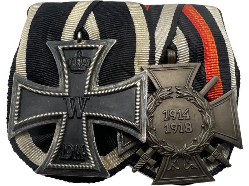 Prussia WW1 2 Medals Bar Iron Cross , Hindenburg Cross