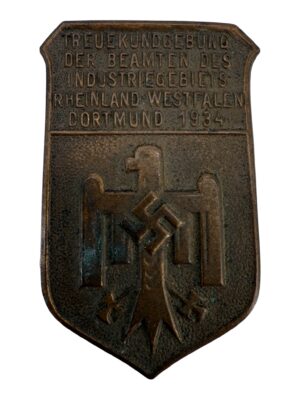 Treukundgebung der Beamten des Industriegebiets Rheinland Westfalen Dortmund 1934 Day badge