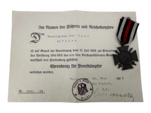 Hindenburg cross + award doc. (1)