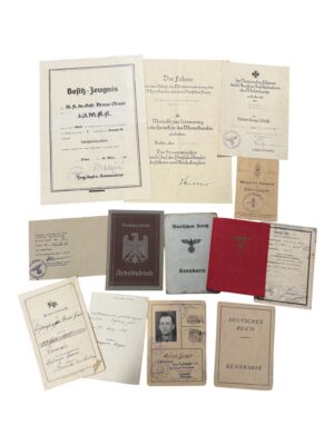 Kriegsmarine Award Documents set, Memelland doc, Nsdap Membership Booklet