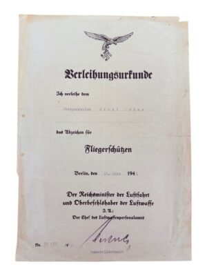 Luftwaffe Fliegerschützen award doc
